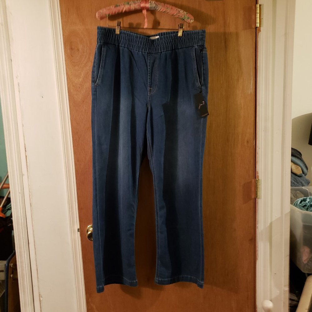 JEN7 BY 7 FOR ALL MANKIND The Traveler Pull-On High Waist Wide Leg Denim Pants